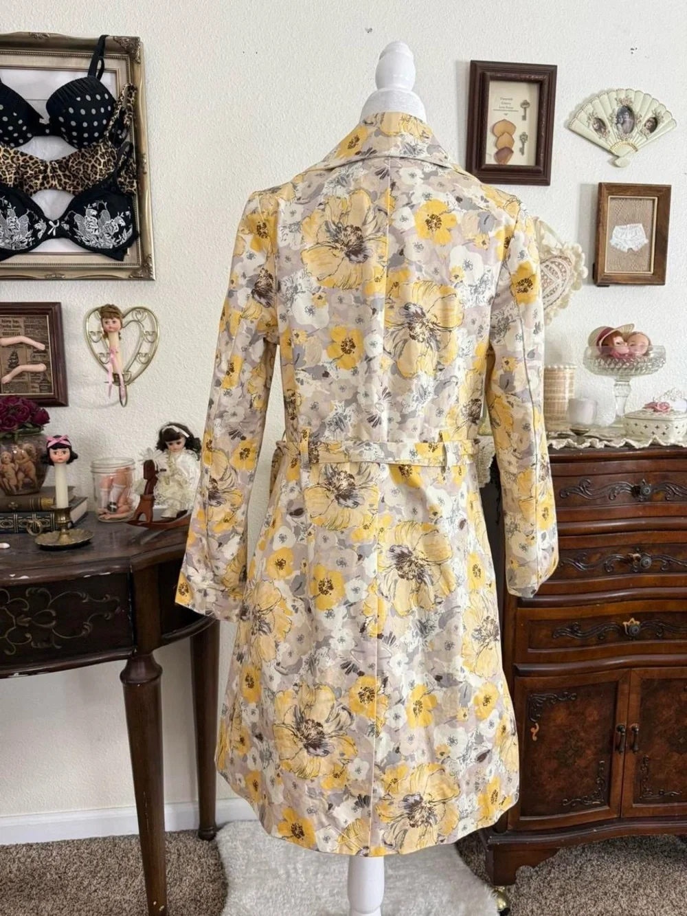Quirky whimsical twee yellow floral coat